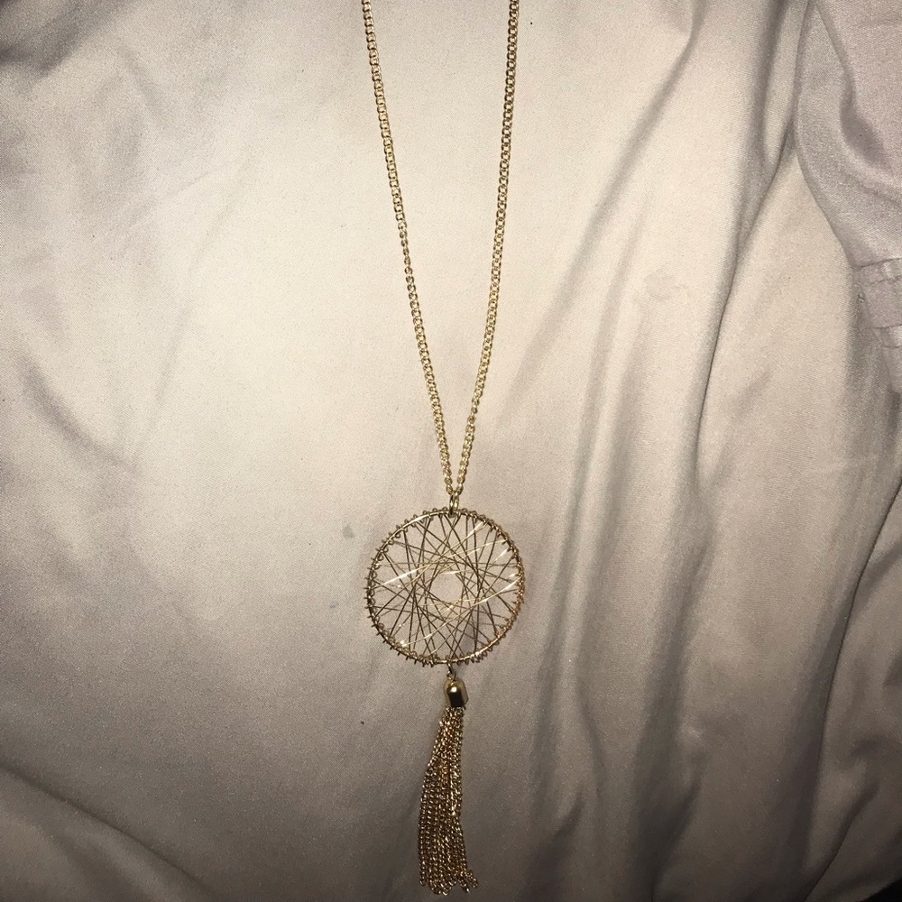 Gold Feather long Necklace